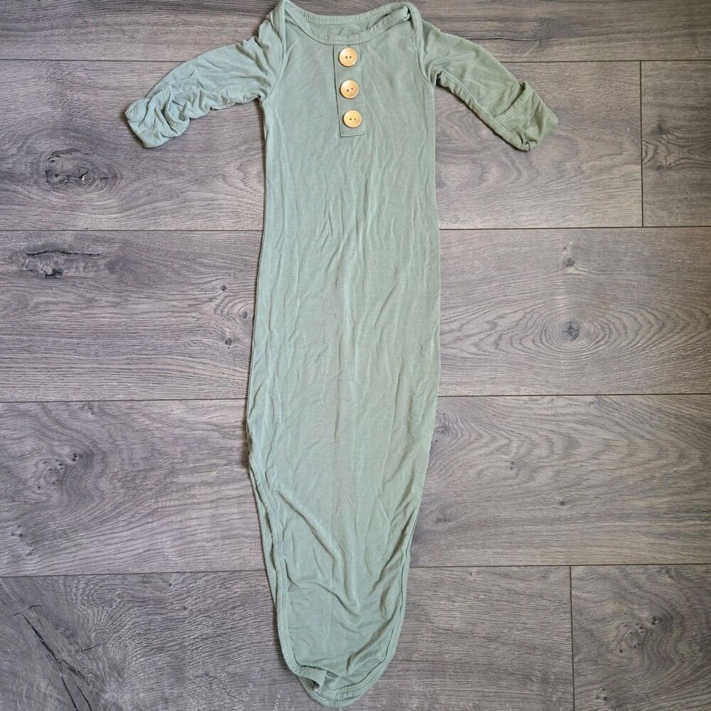 Baby Noah Bamboo Viscose Tied Knot Gown Sage Green Long Sleeve 0-3 Months NB